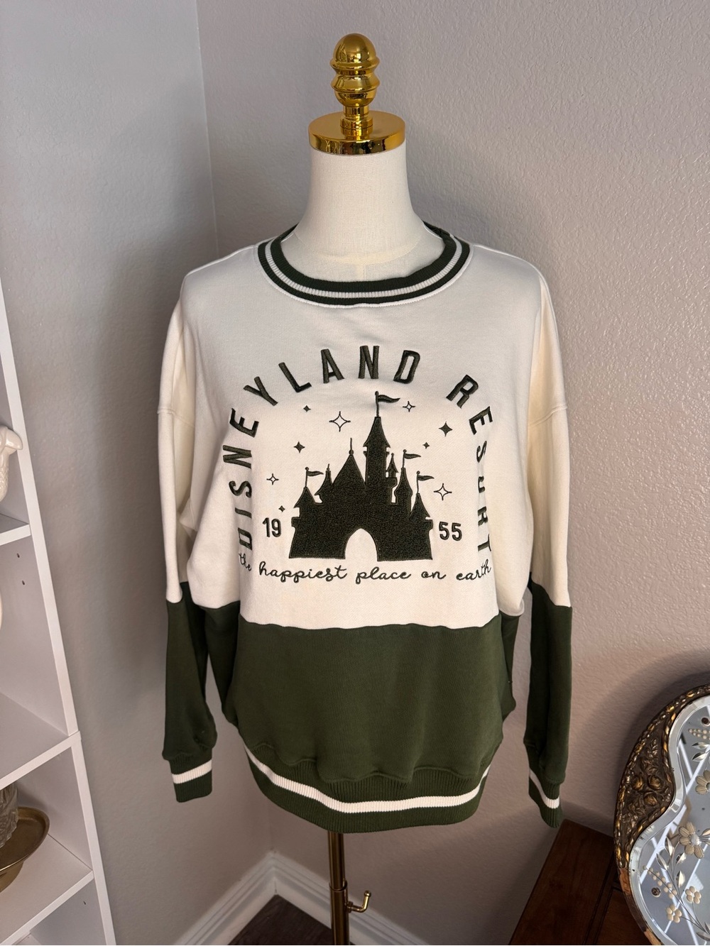 SOLD OUT and Exclusive Disney Cream & Dark Green Castle Crewneck Sweatshirt